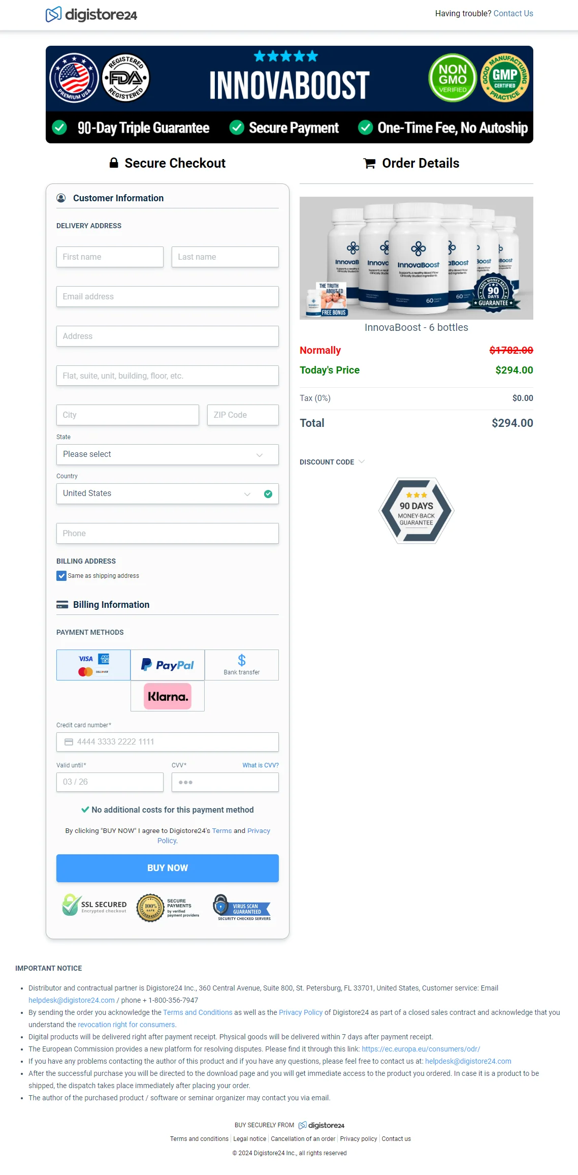 InnovaBoost order form